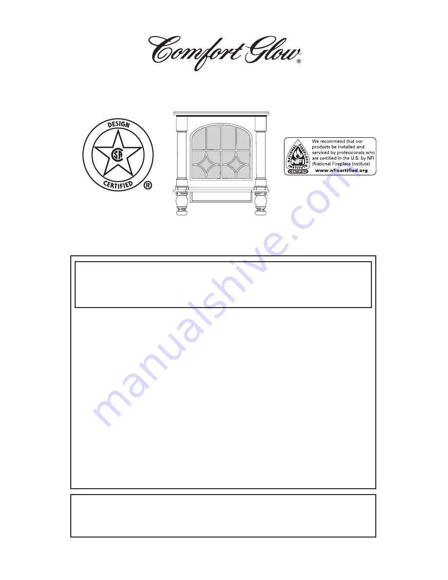 Comfort Glow (VENT-FREE) GAS STOVE HEATER Owner'S Operating & Installation Manual Download Page 1