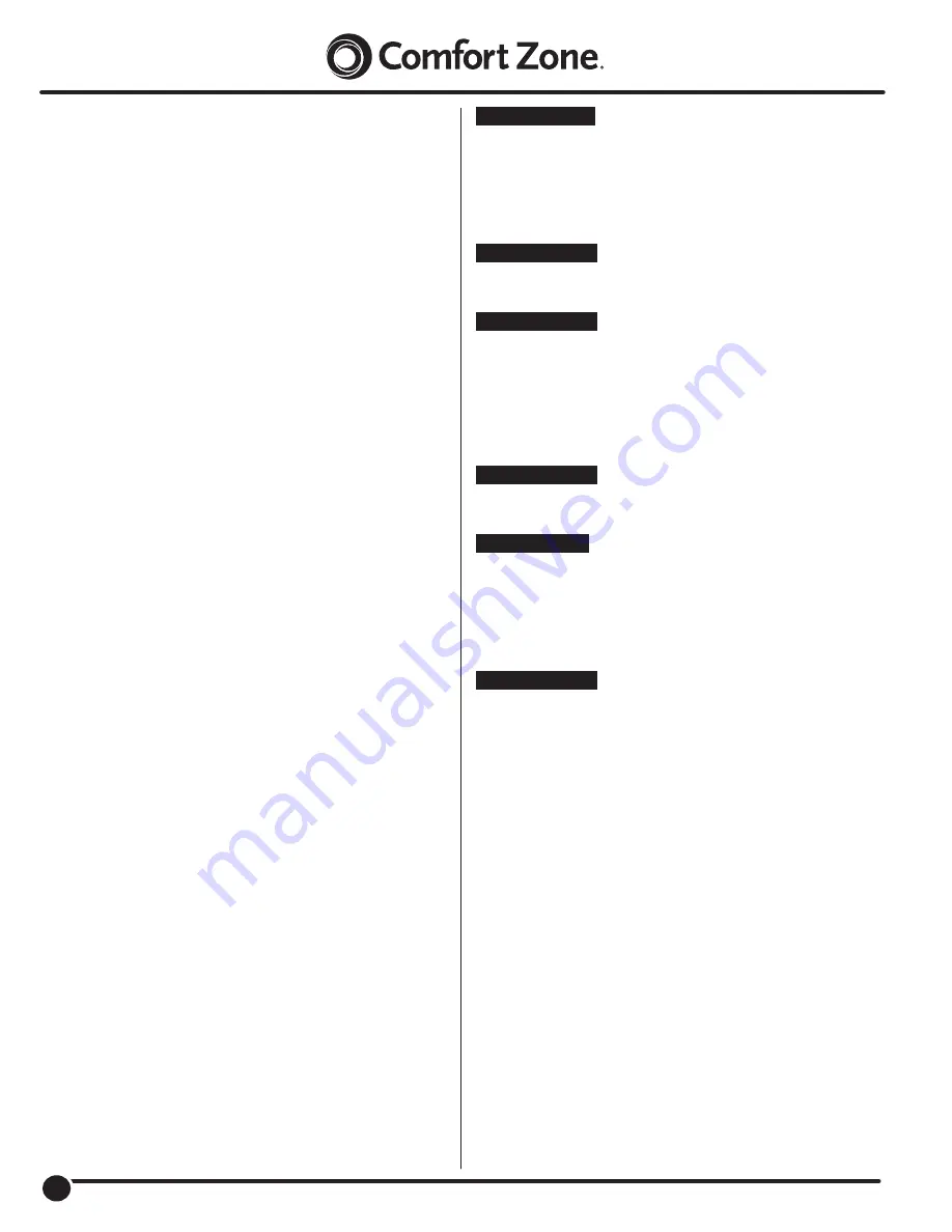 Comfort Zone CZ161WT Owner'S Manual Download Page 2