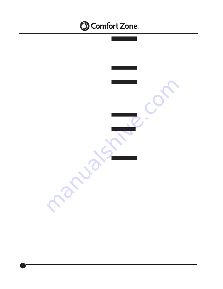 Comfort Zone CZ6D Owner'S Manual Download Page 2