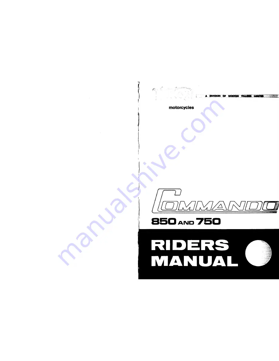 Commando NORTON 750 Rider'S Manual Download Page 1