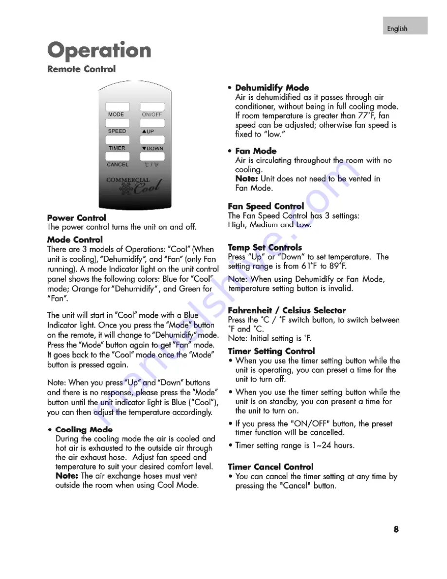 commercial cool CPR07XC9-LW User Manual Download Page 9