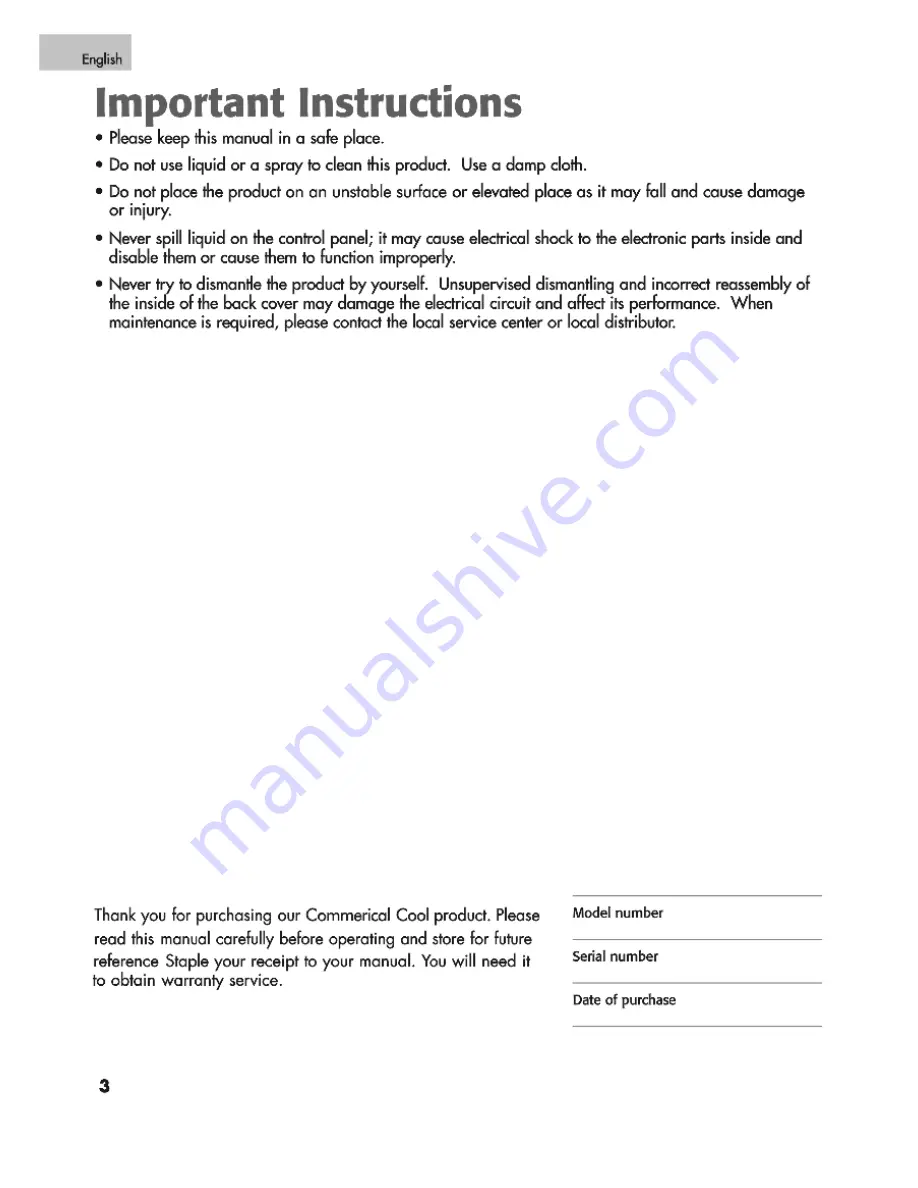 commercial cool CPR09XC7 User Manual Download Page 4