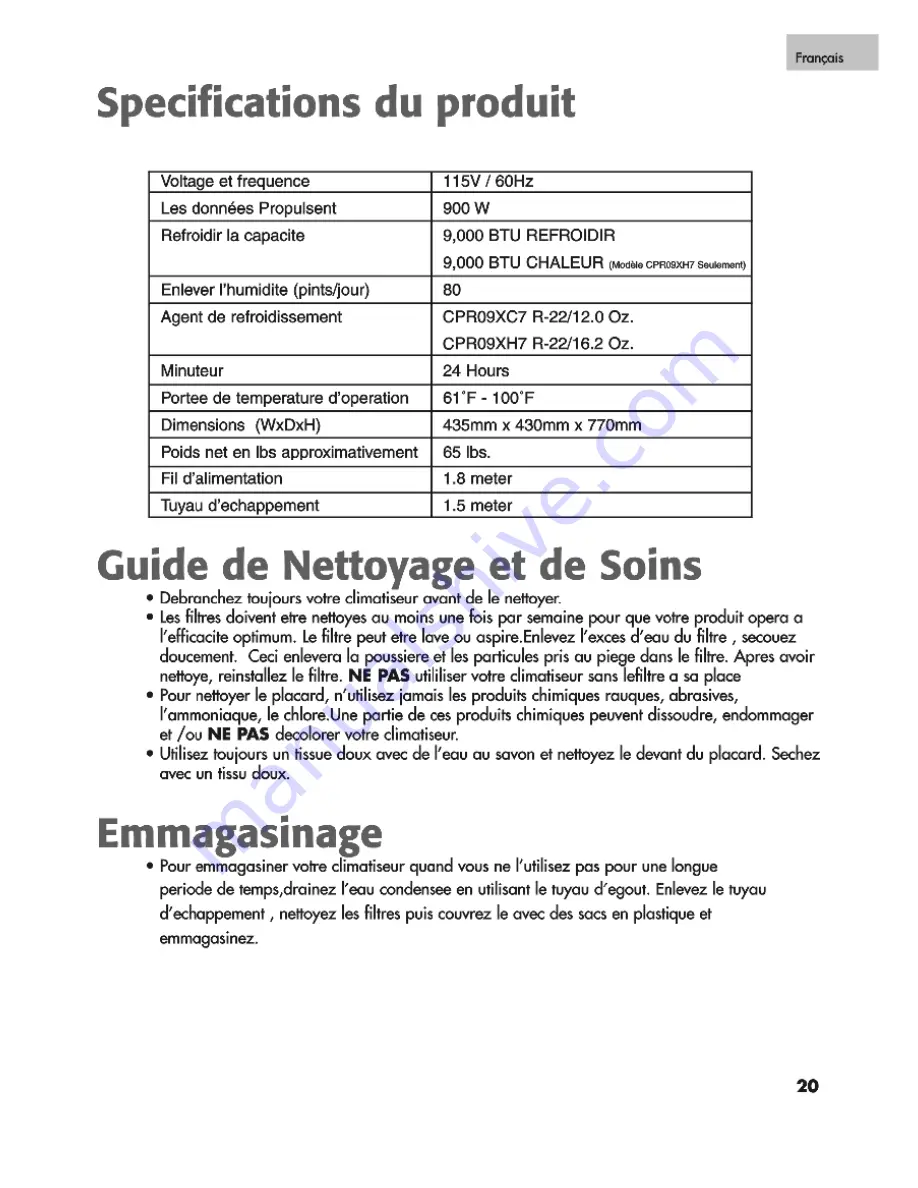 commercial cool CPR09XC7 User Manual Download Page 21