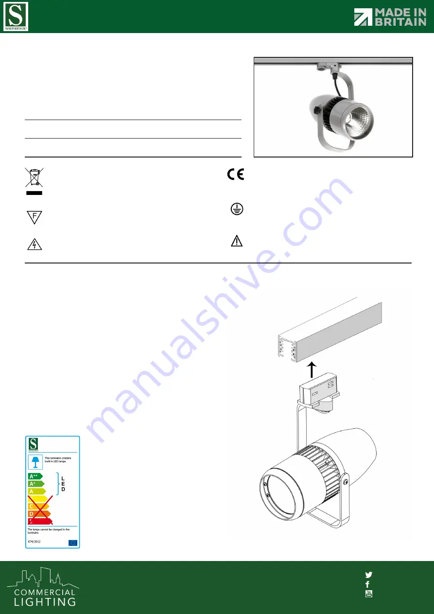 COMMERCIAL LIGHTING Sovereign S18322 Скачать руководство пользователя страница 1