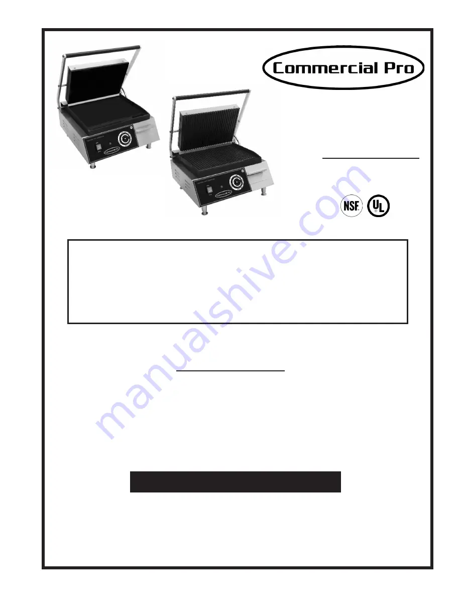 Commercial Pro CPPGM1 Скачать руководство пользователя страница 1