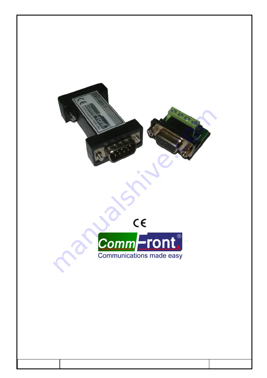 CommFront CVT-485-1 Quick Start Manual Download Page 1