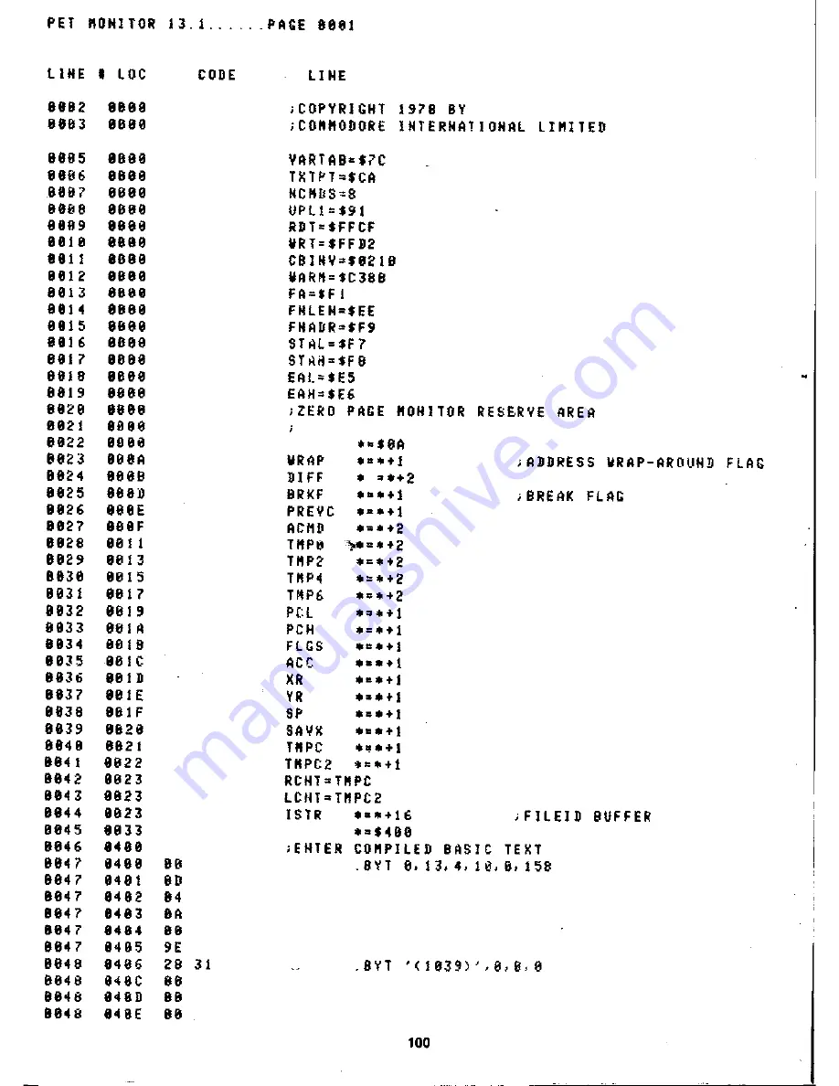 Commodore PET 2001-8 Скачать руководство пользователя страница 102