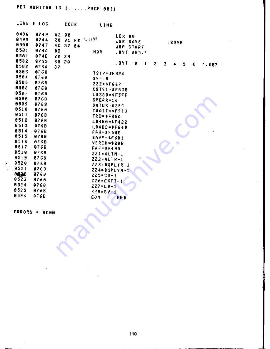 Commodore PET 2001-8 User Manual Download Page 112