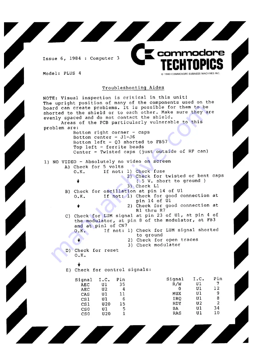 Commodore Plus 4 Service Manual Download Page 20