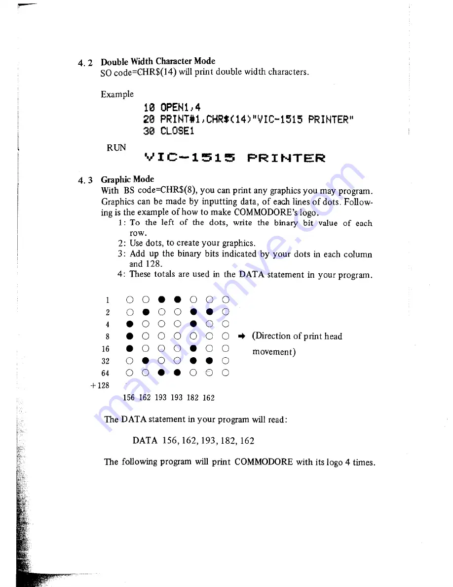 Commodore VIC-1515 User Manual Download Page 24