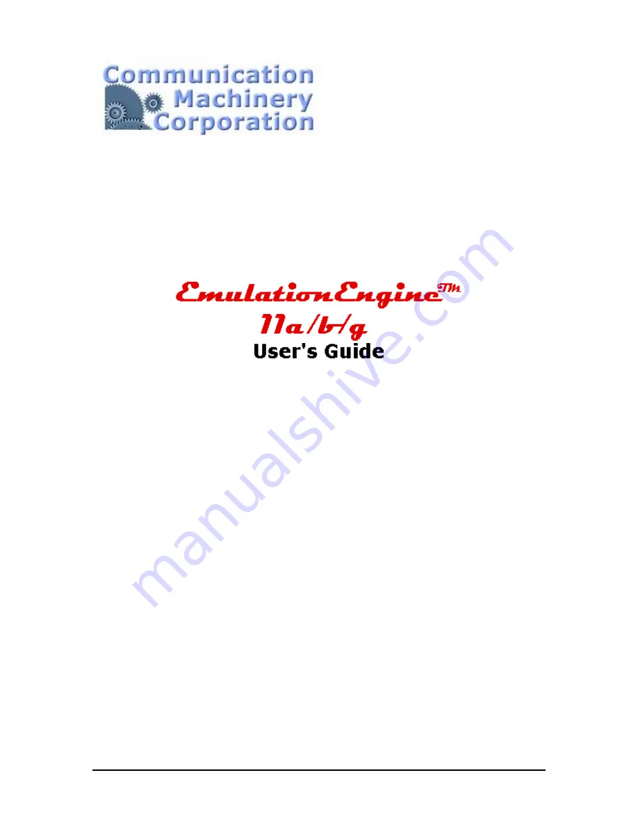 Communication Machinery Corporation EmulationEngine 11a/b/g User Manual Download Page 1