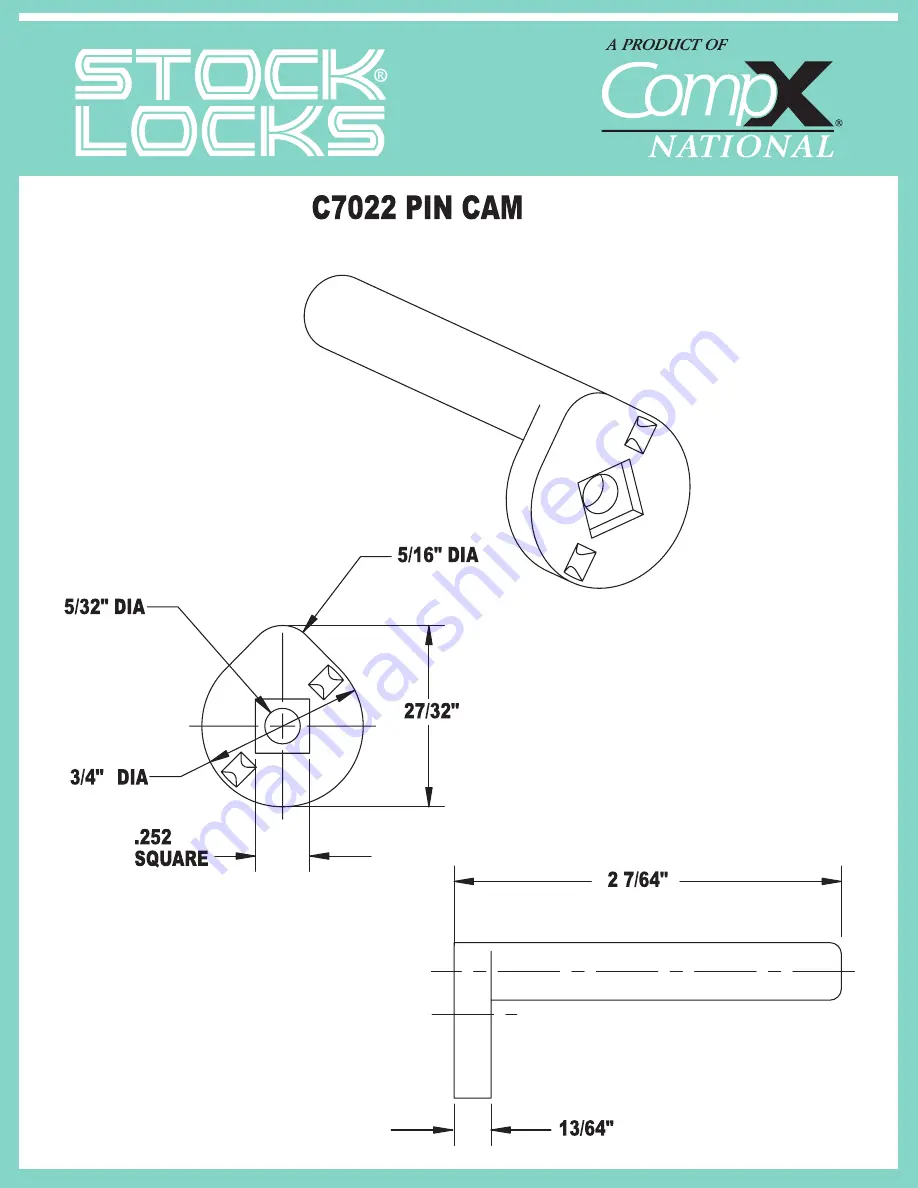 COMPX Stock Locks C7021 Dimensional Drawing Download Page 1