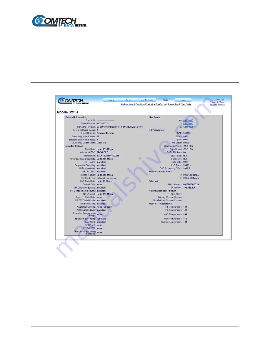 Comtech EF Data Vipersat SLM-5650A Installation And Operation Manual Download Page 188