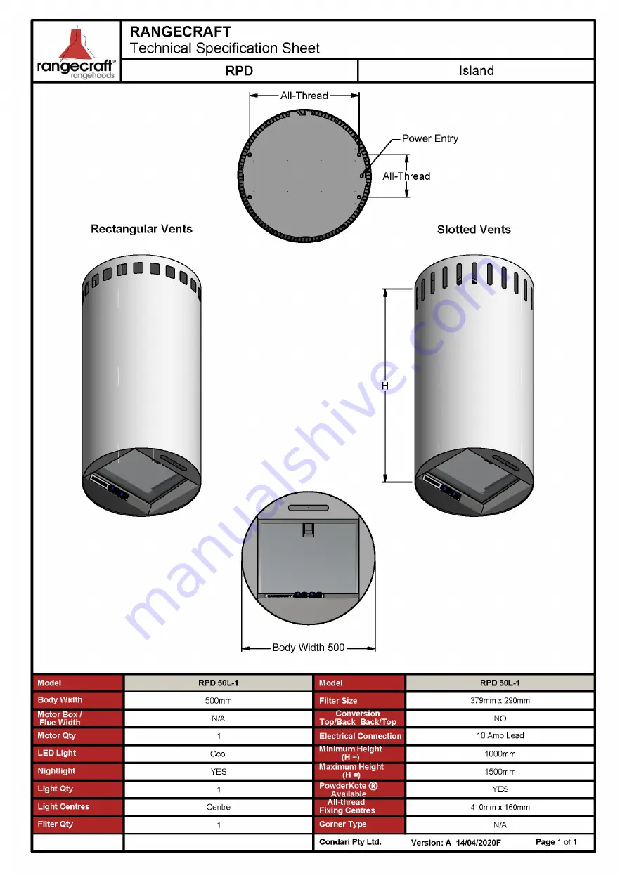 Condari Rangecraft RPB 100L-1 Installation Instructions Manual Download Page 12