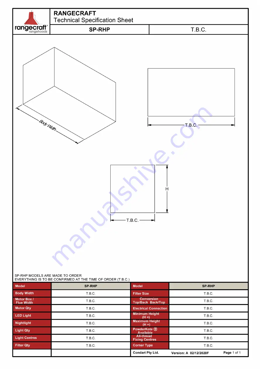 Condari Rangecraft RPB 100L-1 Installation Instructions Manual Download Page 15