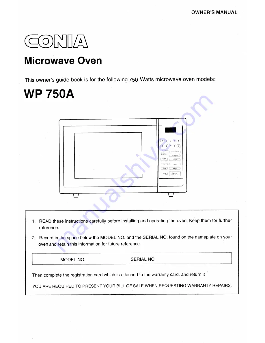 CONIA WP 750A Скачать руководство пользователя страница 1