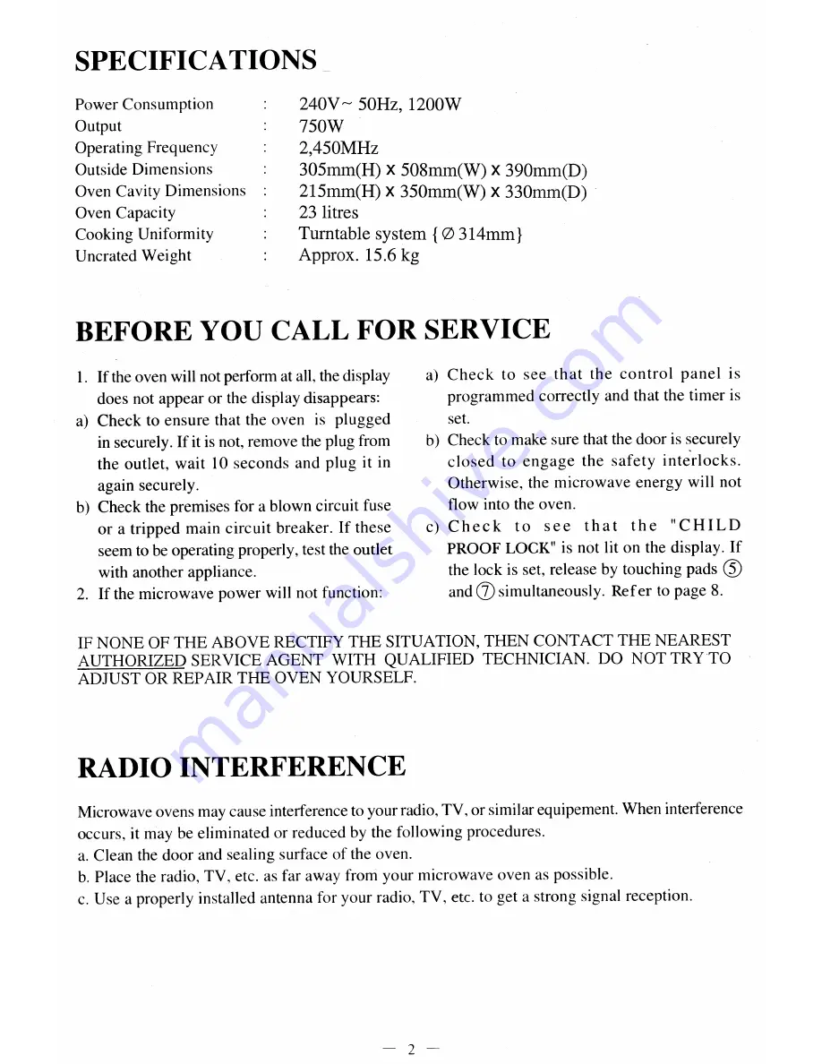 CONIA WP 750A Owner'S Manual Download Page 4