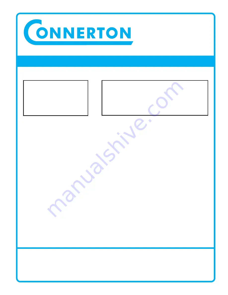 Connerton A-1F Installation, Operation & Maintenance Instructions Manual Download Page 1