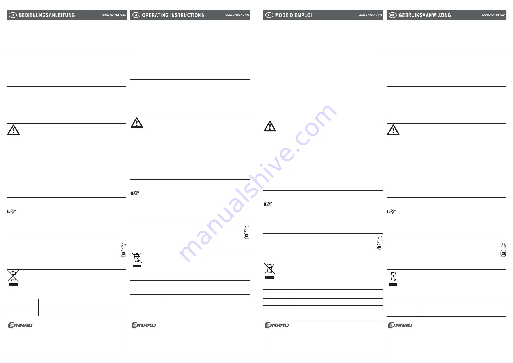 Conrad SECURITY Operating Instructions Download Page 1