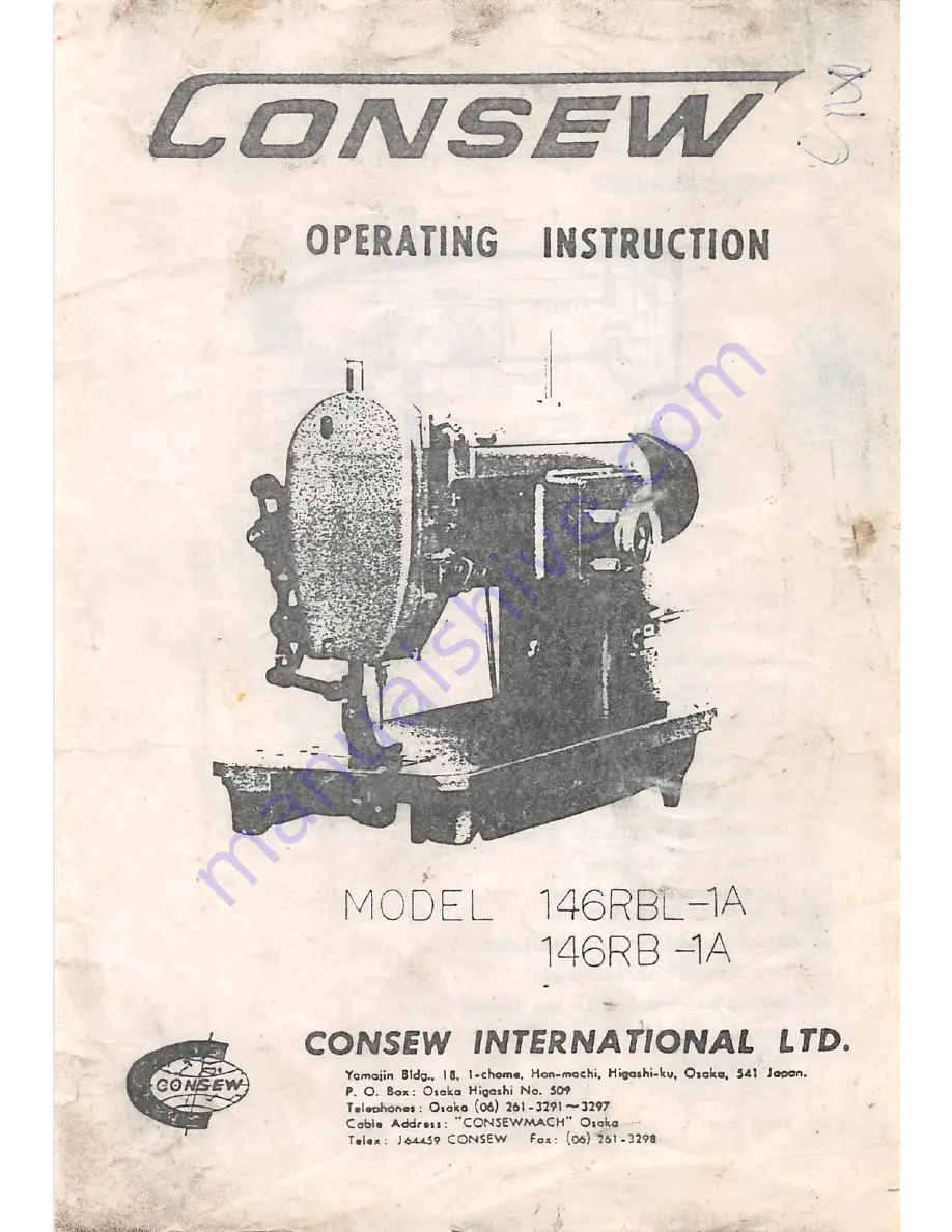 Consew 146RB -1A Скачать руководство пользователя страница 1