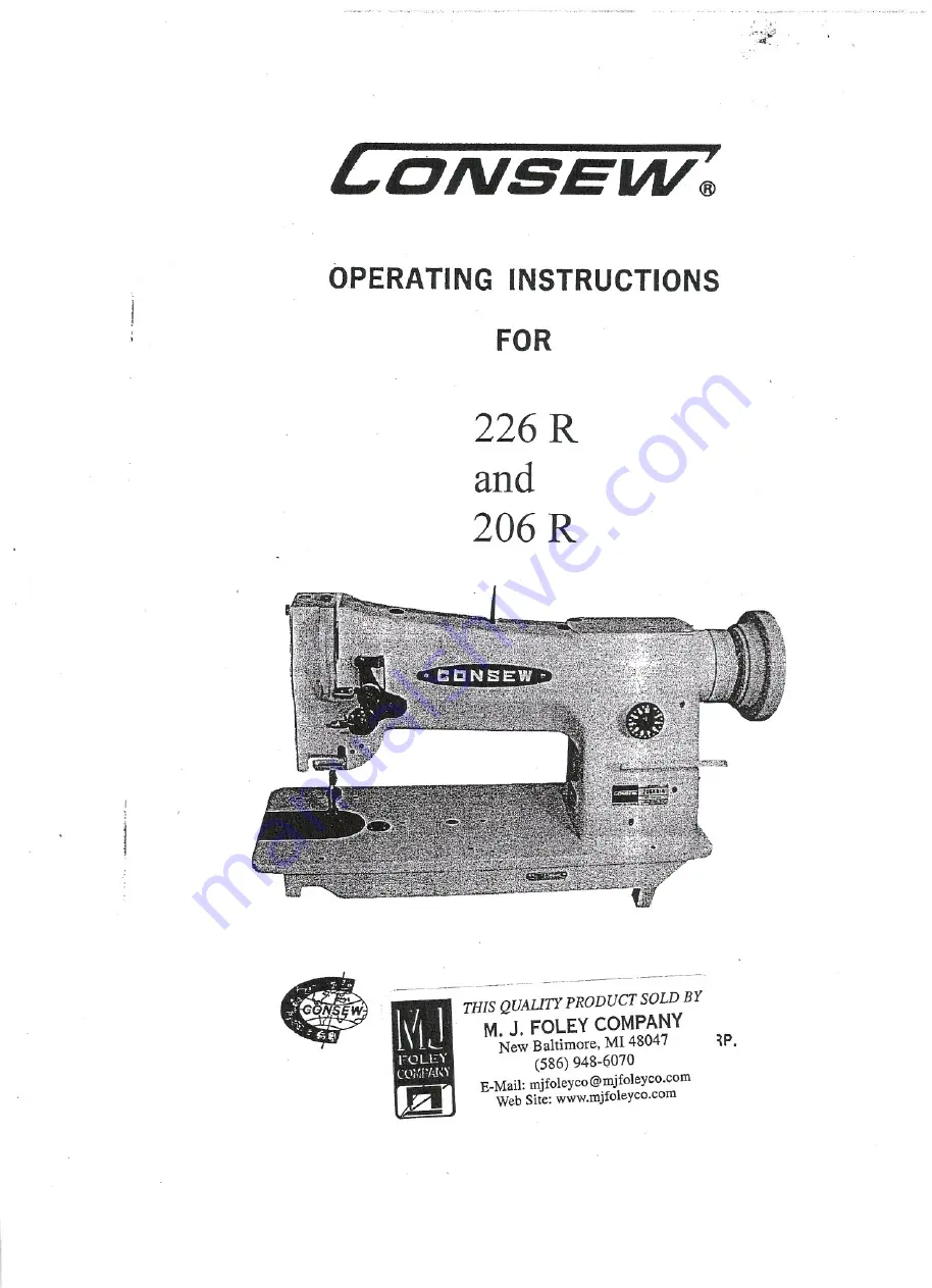 Consew 206R Скачать руководство пользователя страница 1