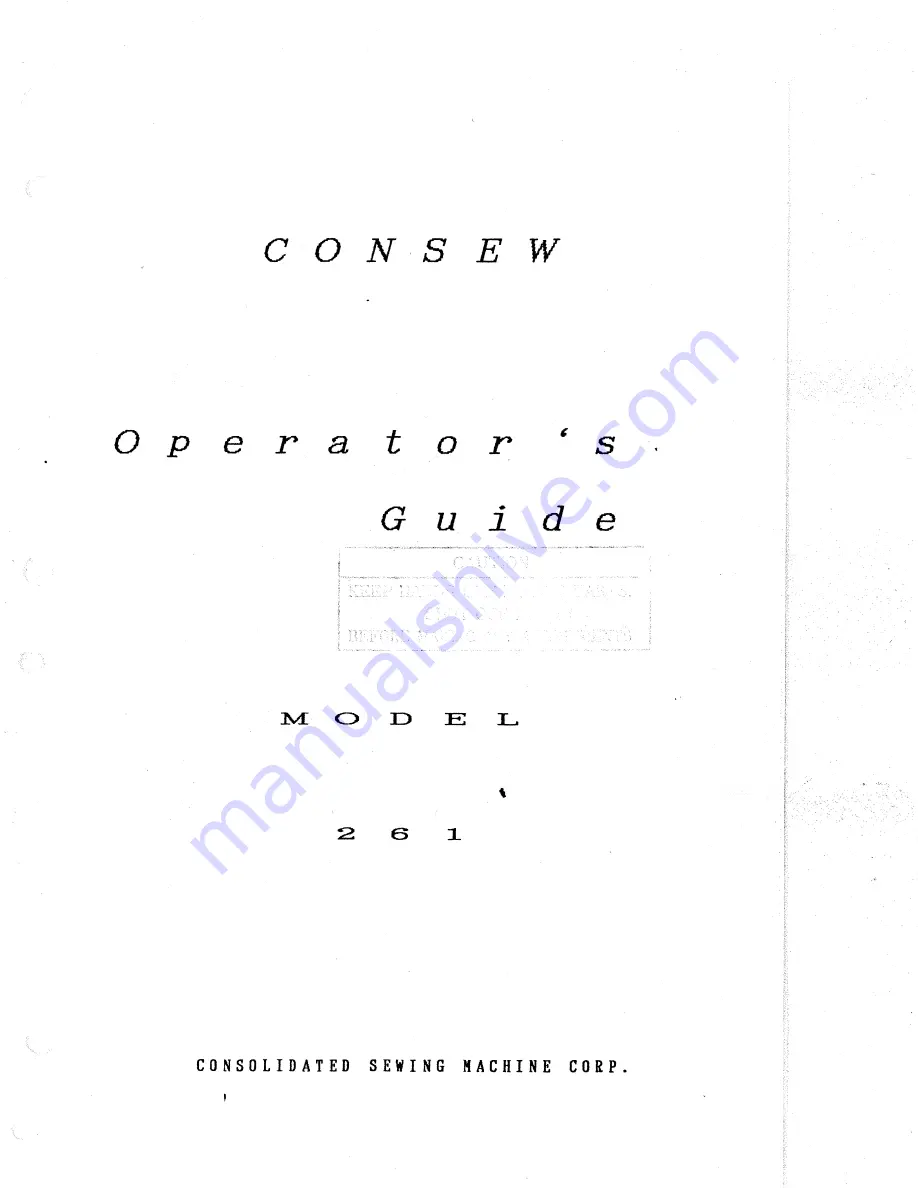 Consew 261B Скачать руководство пользователя страница 1