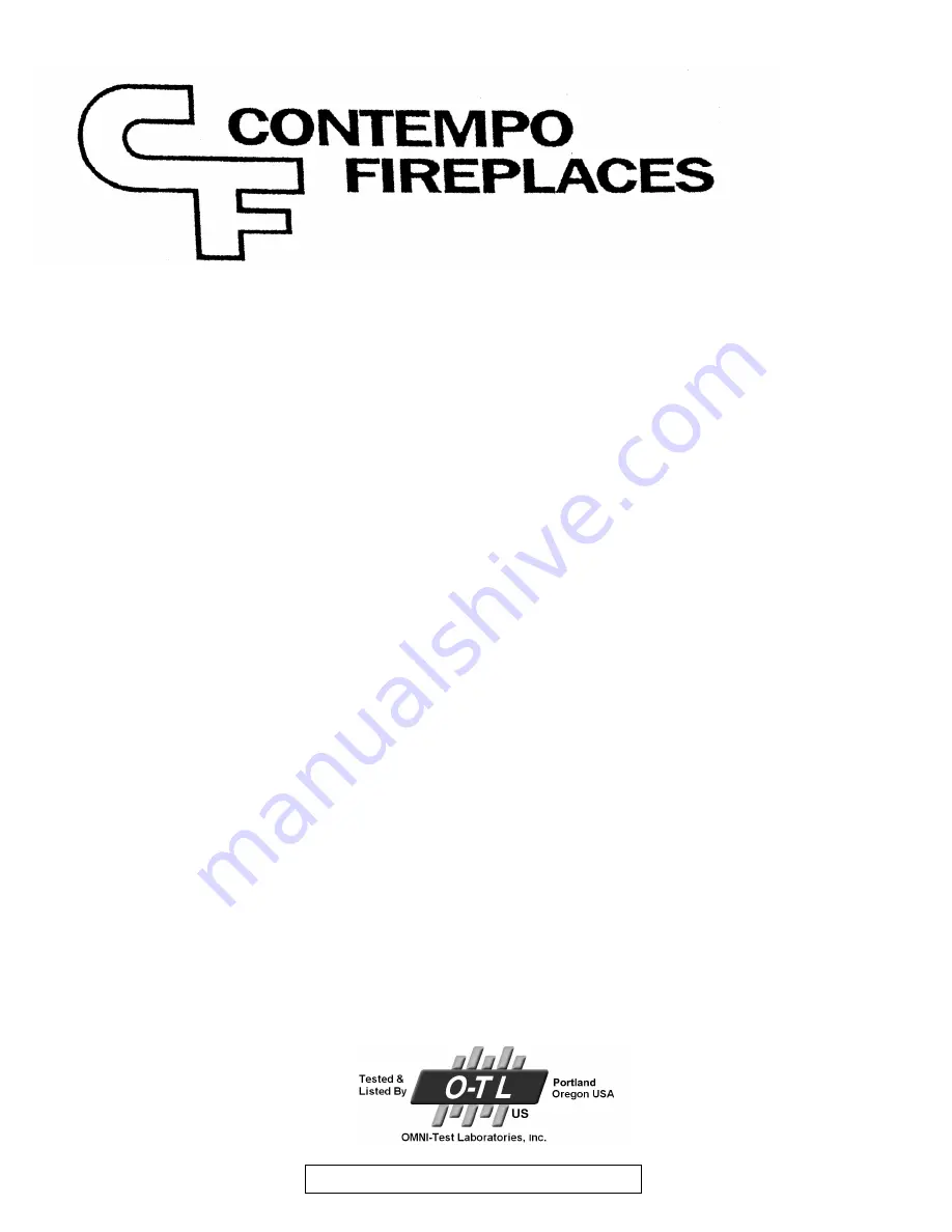 Contempo Fireplaces PFM36 Homeowner'S Manual Download Page 1