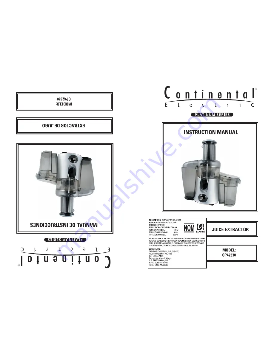 Continental Electric Platinum CP42330 Instruction Manual Download Page 1