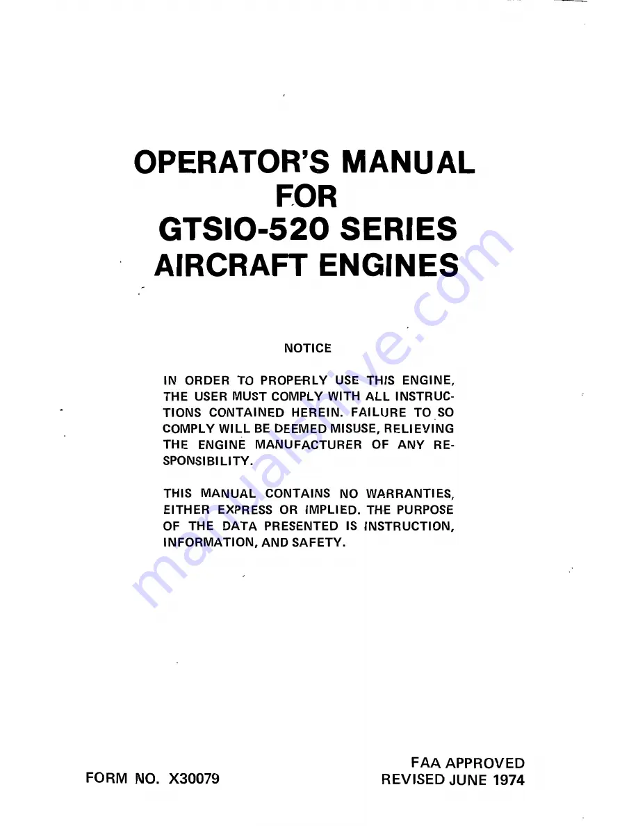 Continental Motors GTSIO-520 SERIES Operator'S Manual Download Page 3