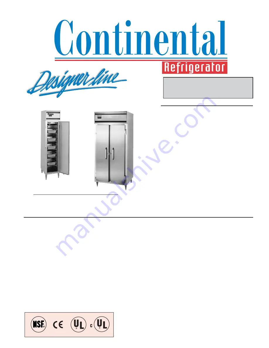 Continental Refrigerator DL1R-SE Specifications Download Page 1