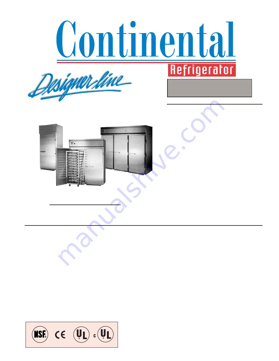 Continental Refrigerator DL1RI-SS Specifications Download Page 1