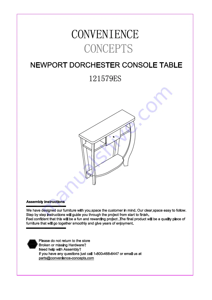 convenience concepts 121579ES Скачать руководство пользователя страница 1