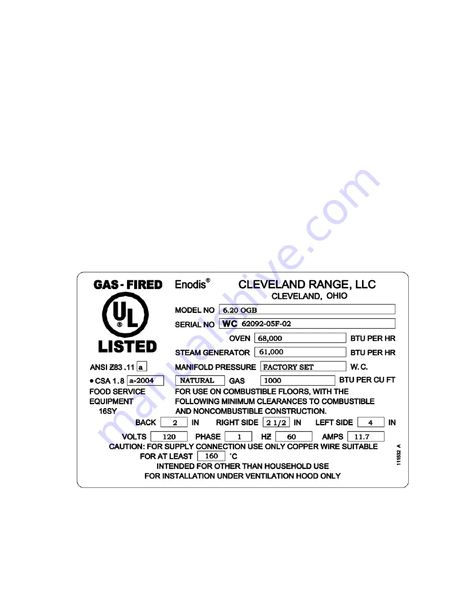 Convotherm OGB-20.10 Installation And Maintenance Instructions Manual Download Page 8