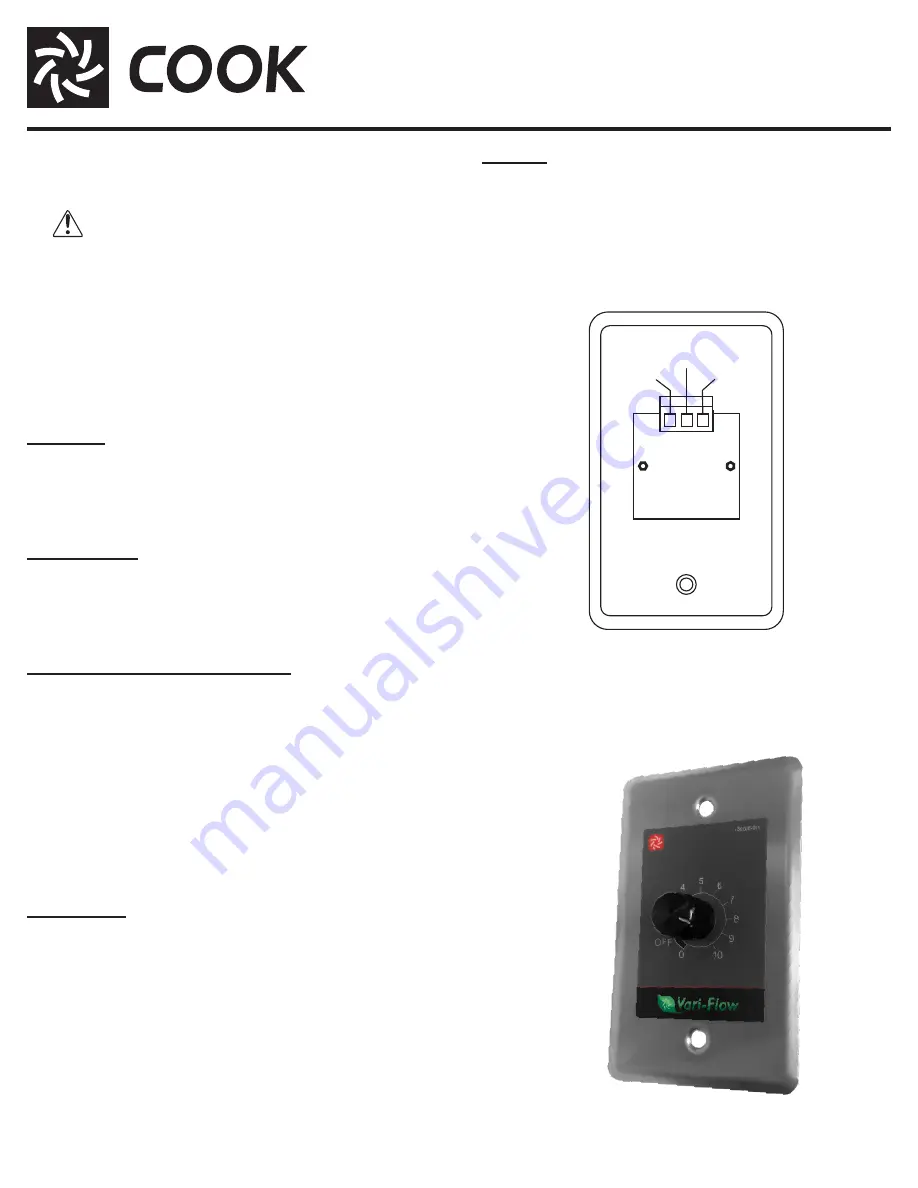 COOK Vari-Flow VFRSC Installation, Operation And Maintenance Manual Download Page 1