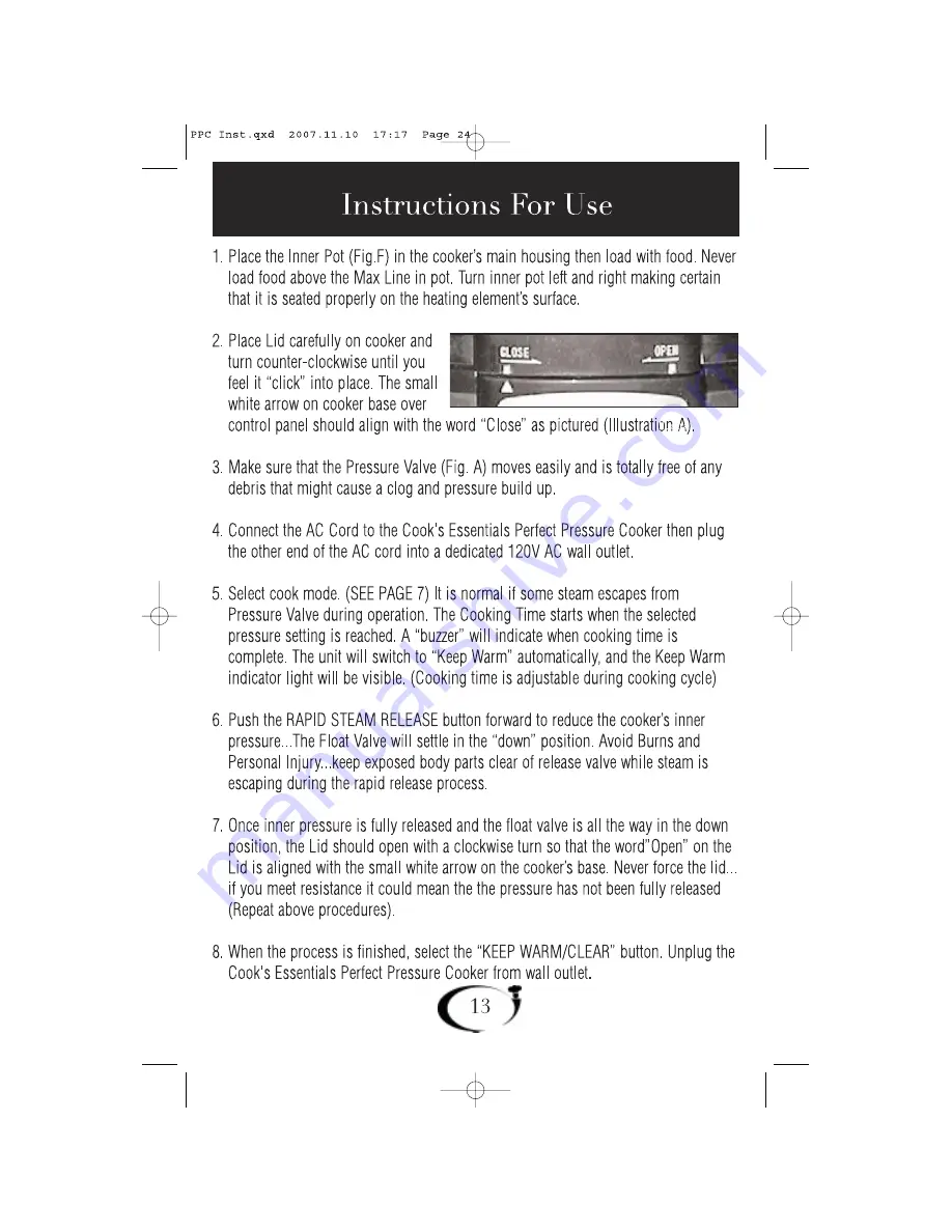 Cook's essentials EPC450 Instruction Manual Download Page 13