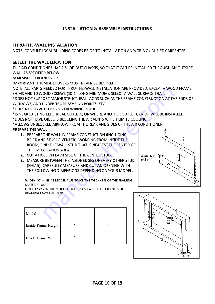 Cool-Living CL-RAC15EWES Operating Instructions Manual Download Page 13