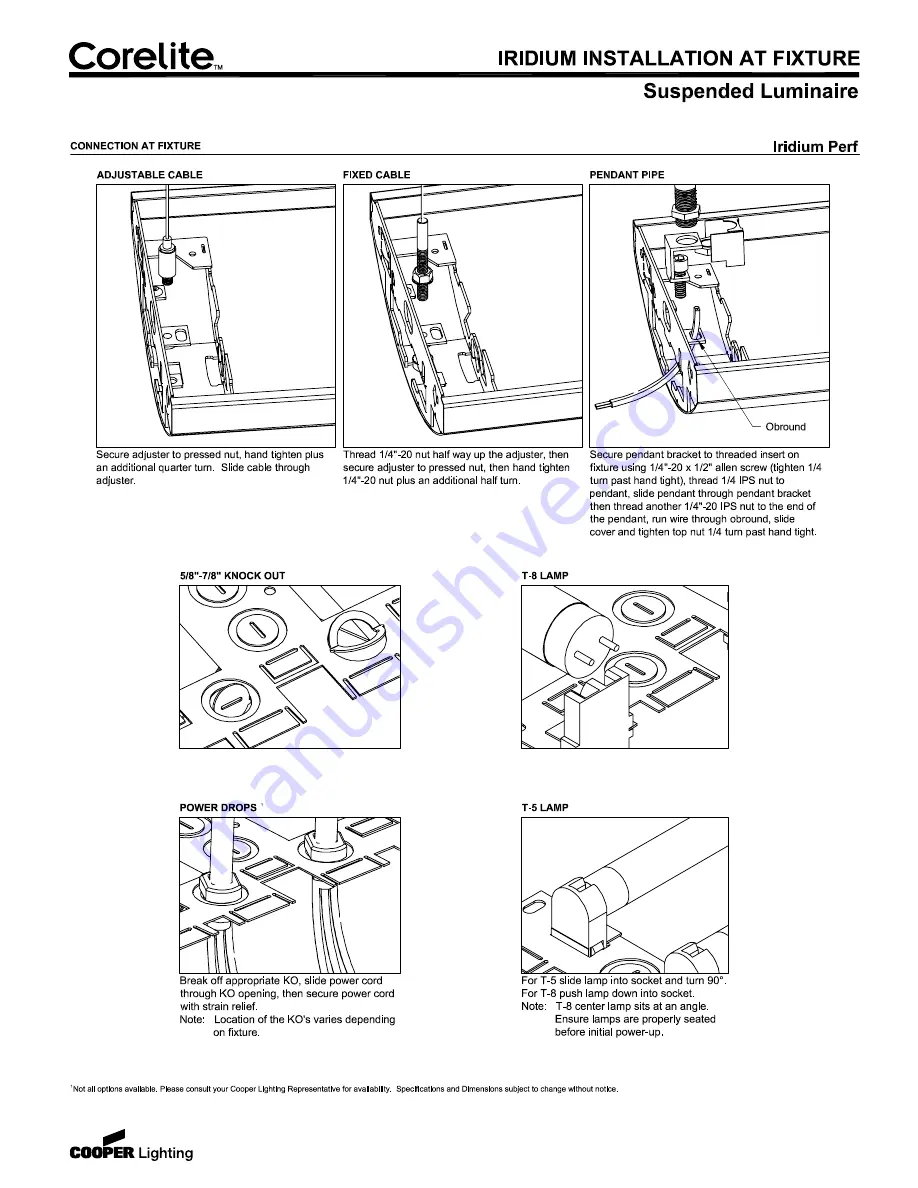 Cooper Lighting Suspended Luminaire Installation Instructions Download Page 1