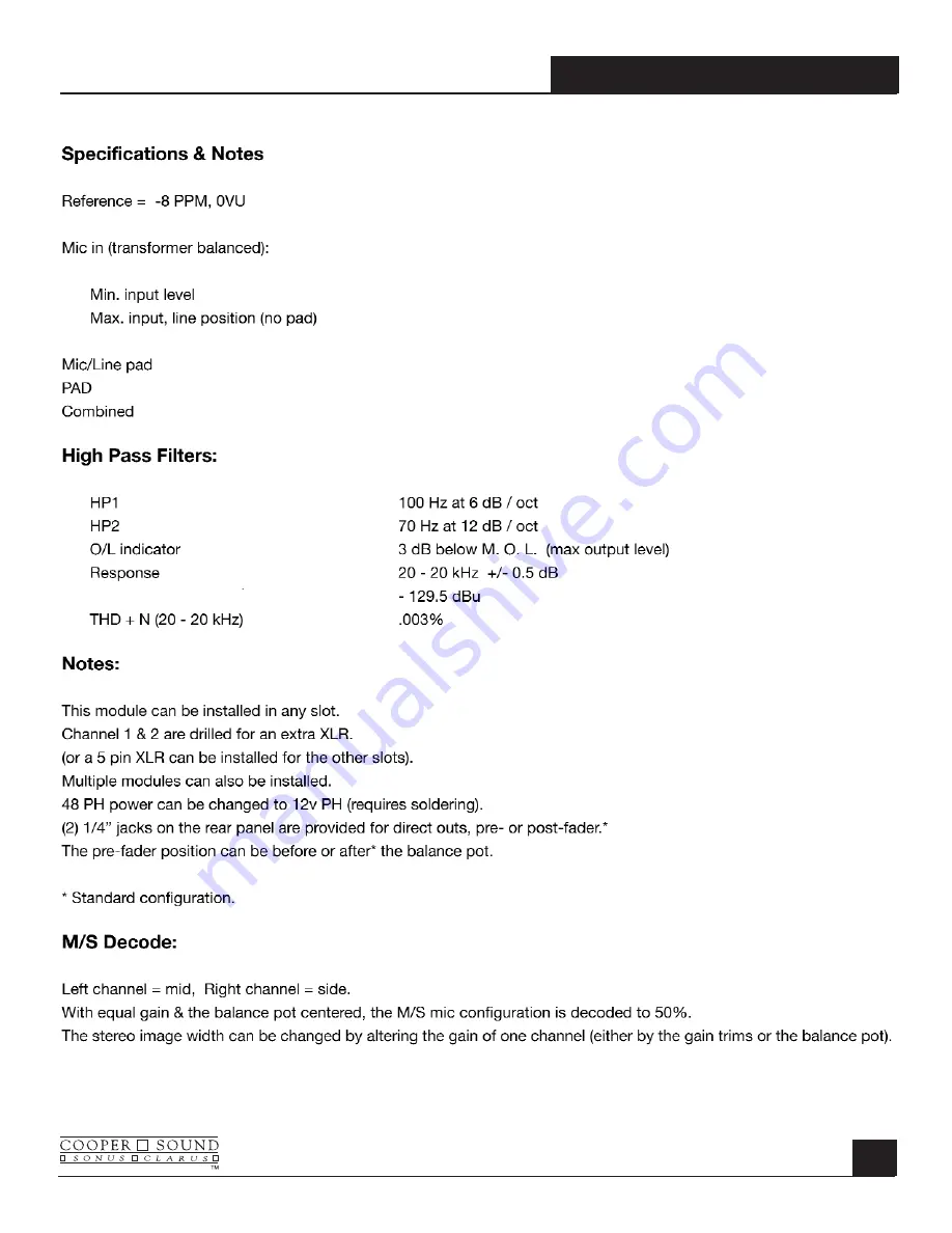 Cooper Sound CS 208 V2 Operator'S Manual Download Page 10