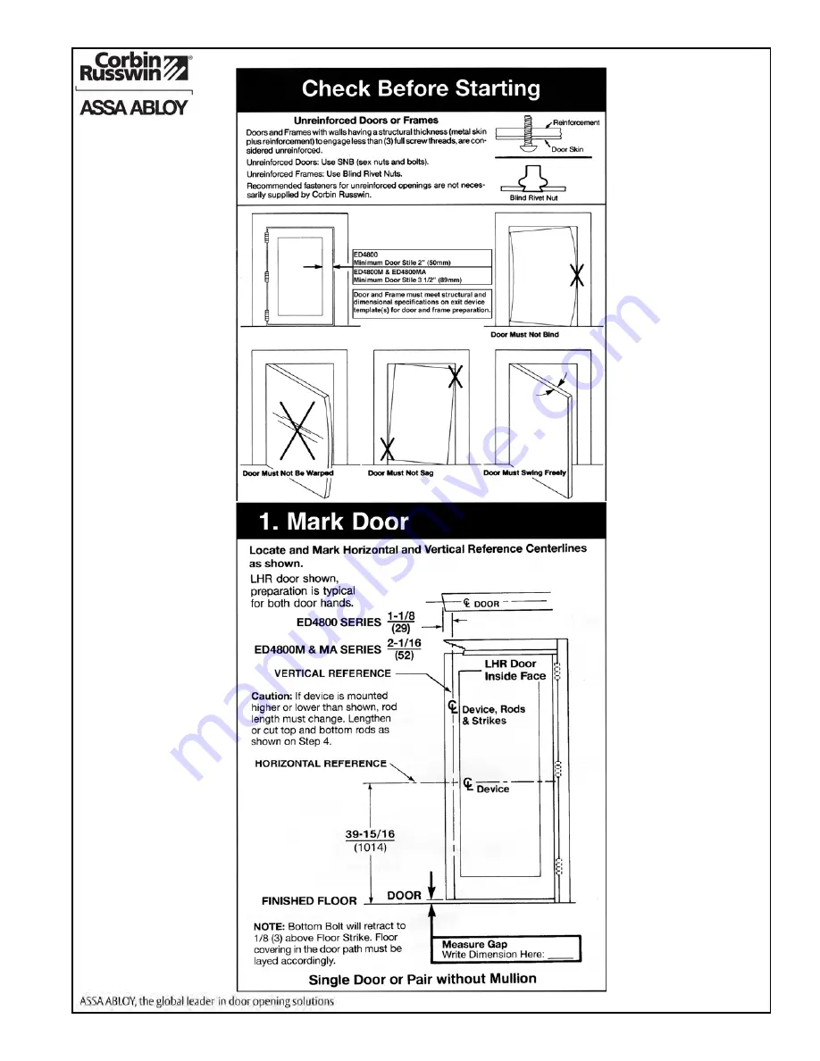 Corbin Russwin ED4800 Series Installation Instructions Manual Download Page 3