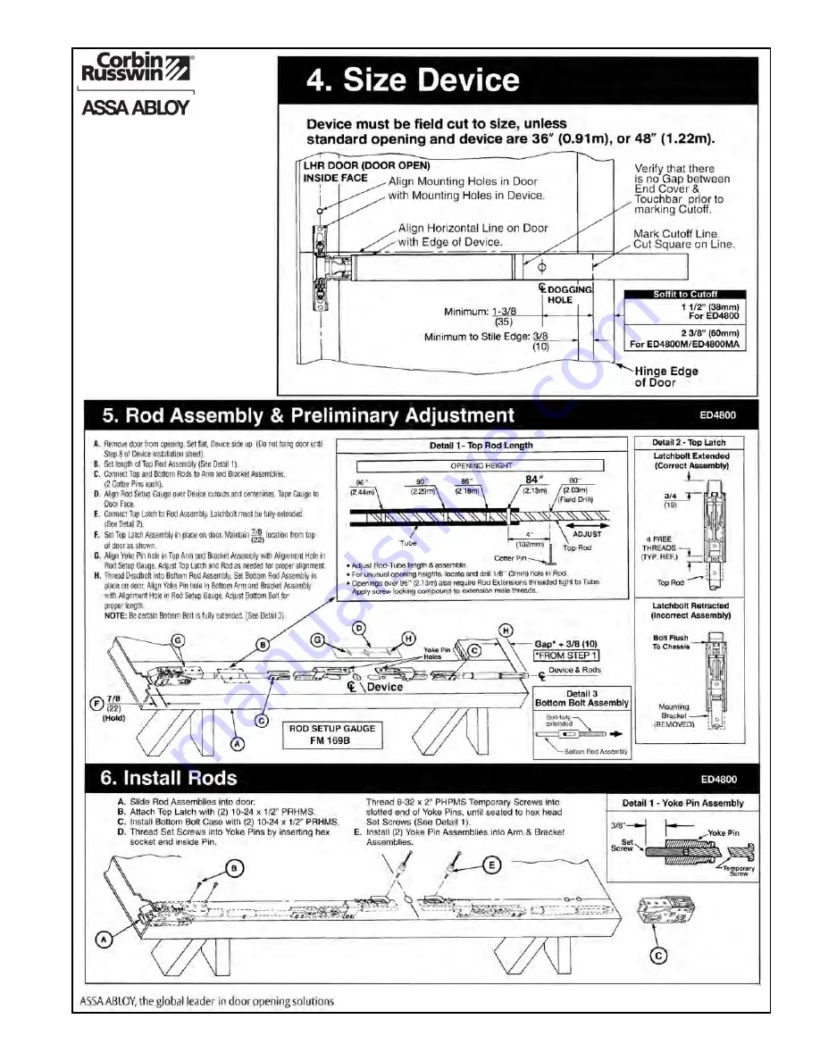 Corbin Russwin ED4800 Series Installation Instructions Manual Download Page 5