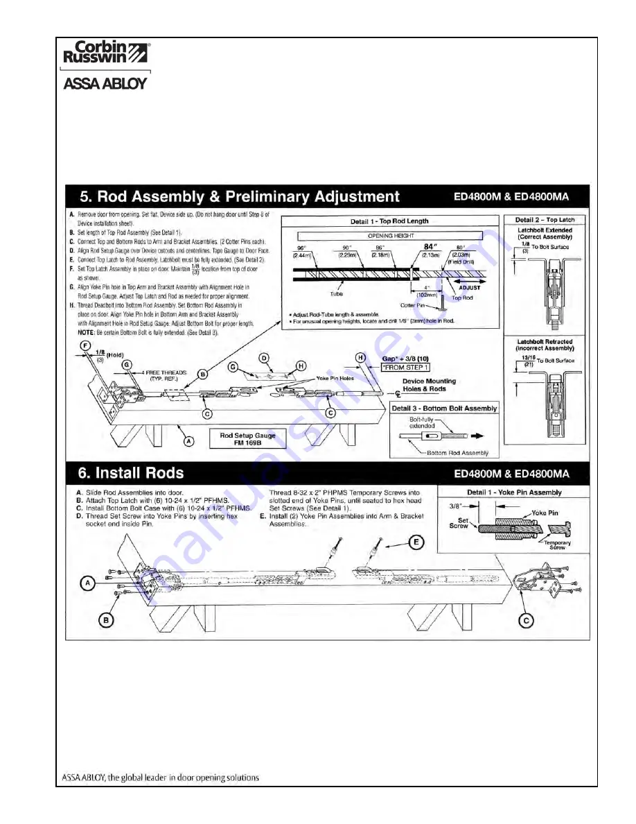 Corbin Russwin ED4800 Series Installation Instructions Manual Download Page 6