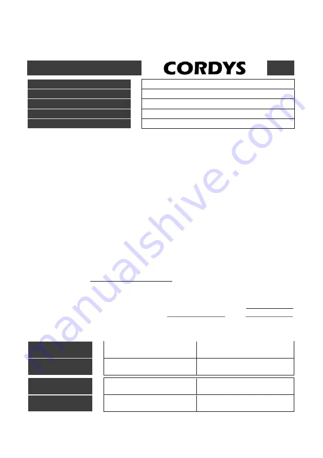 Cordys CH-2001 User Manual Download Page 63