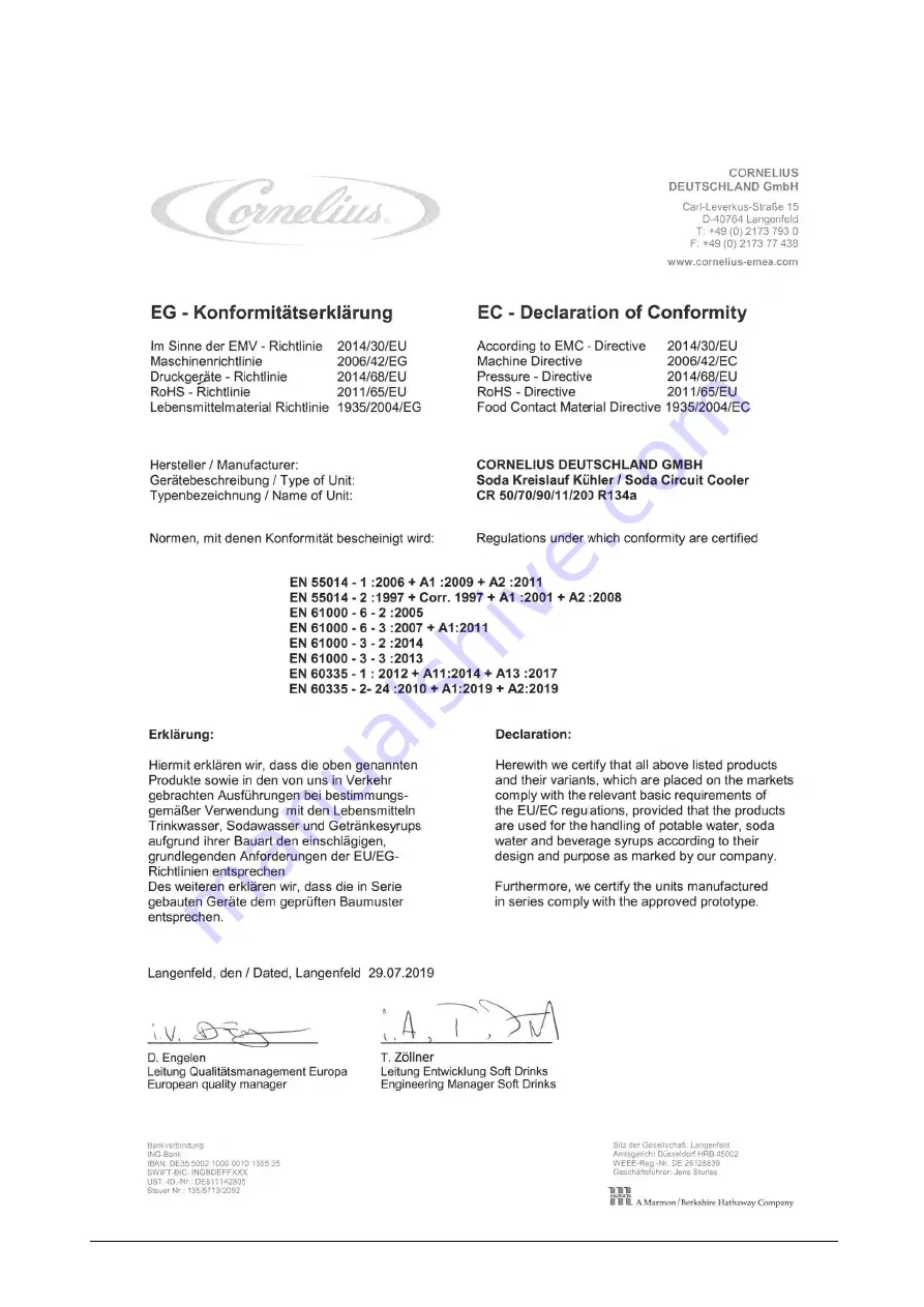 Cornelius CR 11 Manual Operation Download Page 17