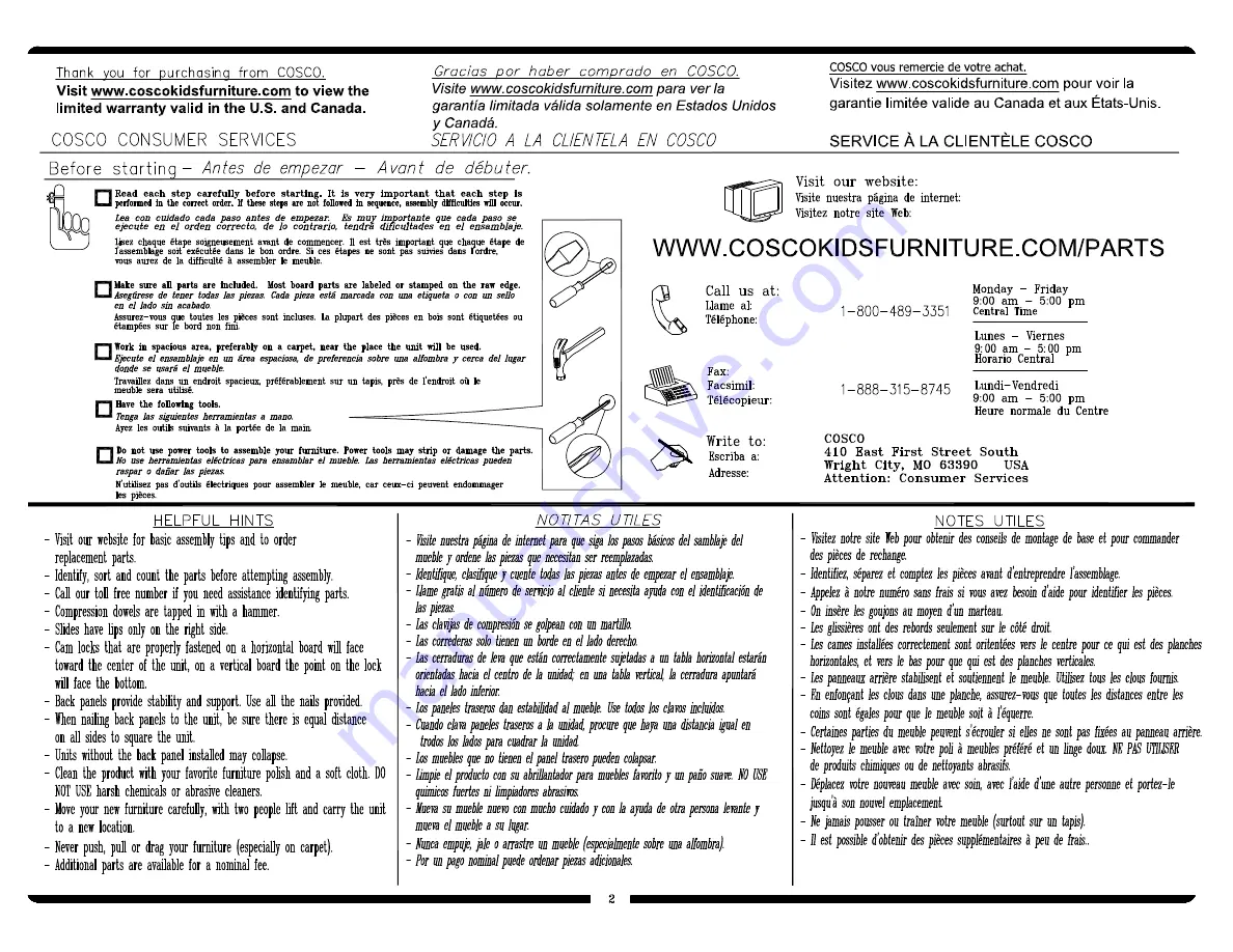 Cosco 5954216COM Manual Download Page 2