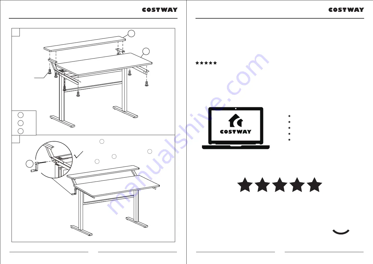 Costway Crank Adjustable Standing Desk HW65656 Скачать руководство пользователя страница 14