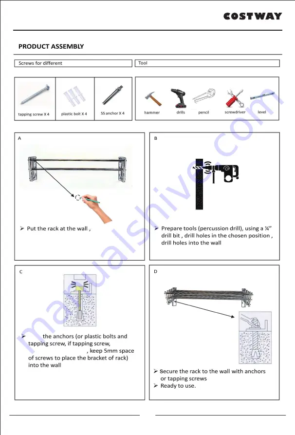 Costway HW54845 Скачать руководство пользователя страница 4