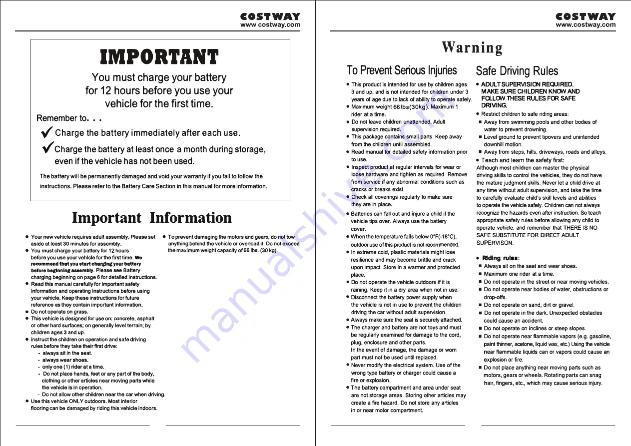 Costway TY327941 User Manual Download Page 3