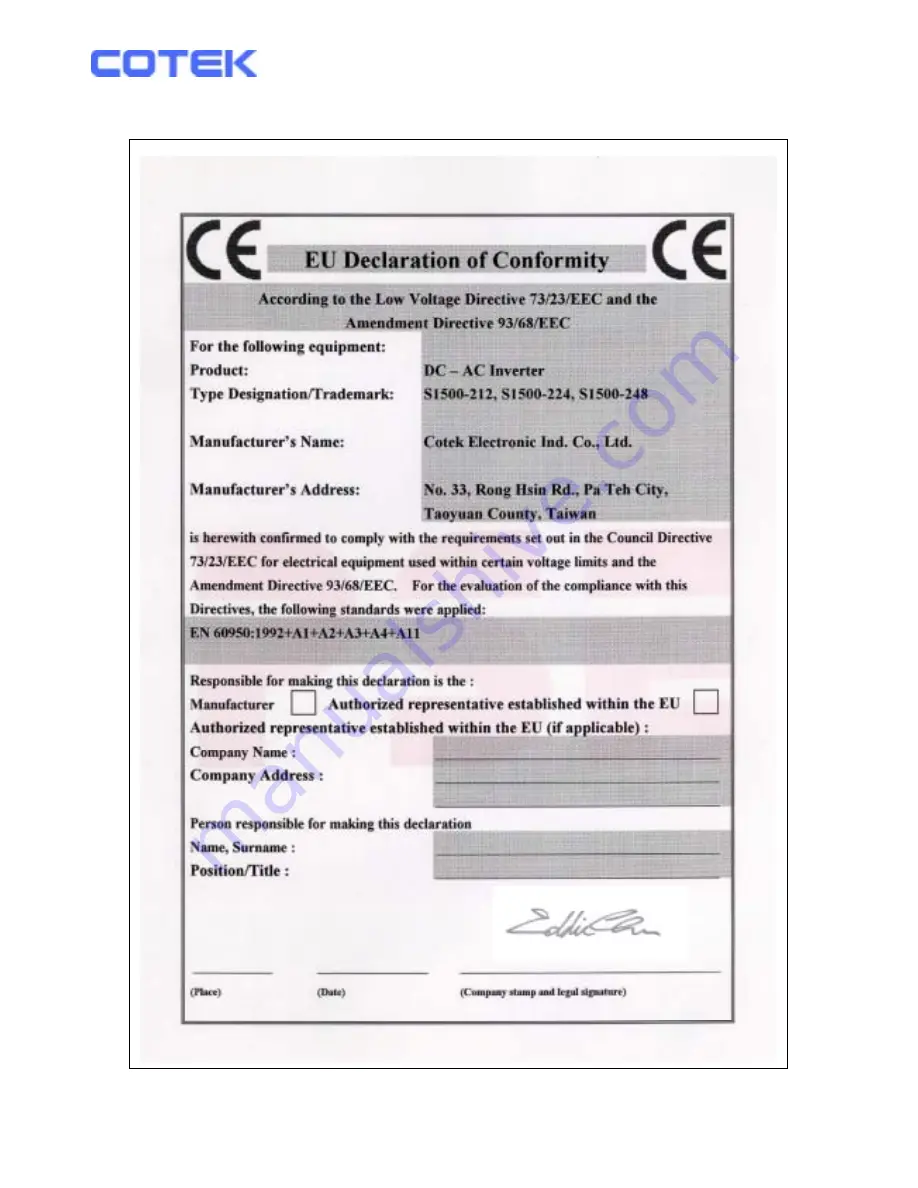 Cotek S1500-112 User Manual Download Page 35