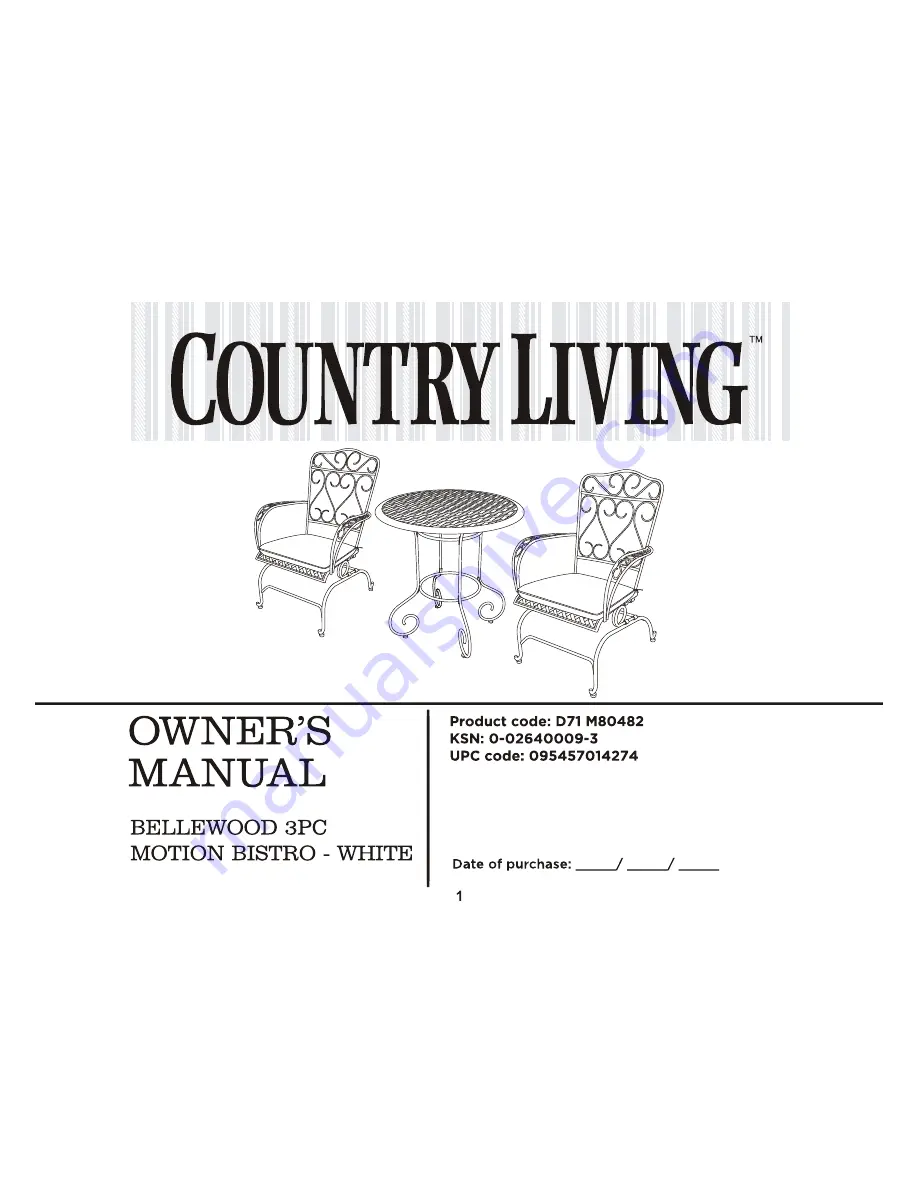 Country Living D71 M80482 Owner'S Manual Download Page 1