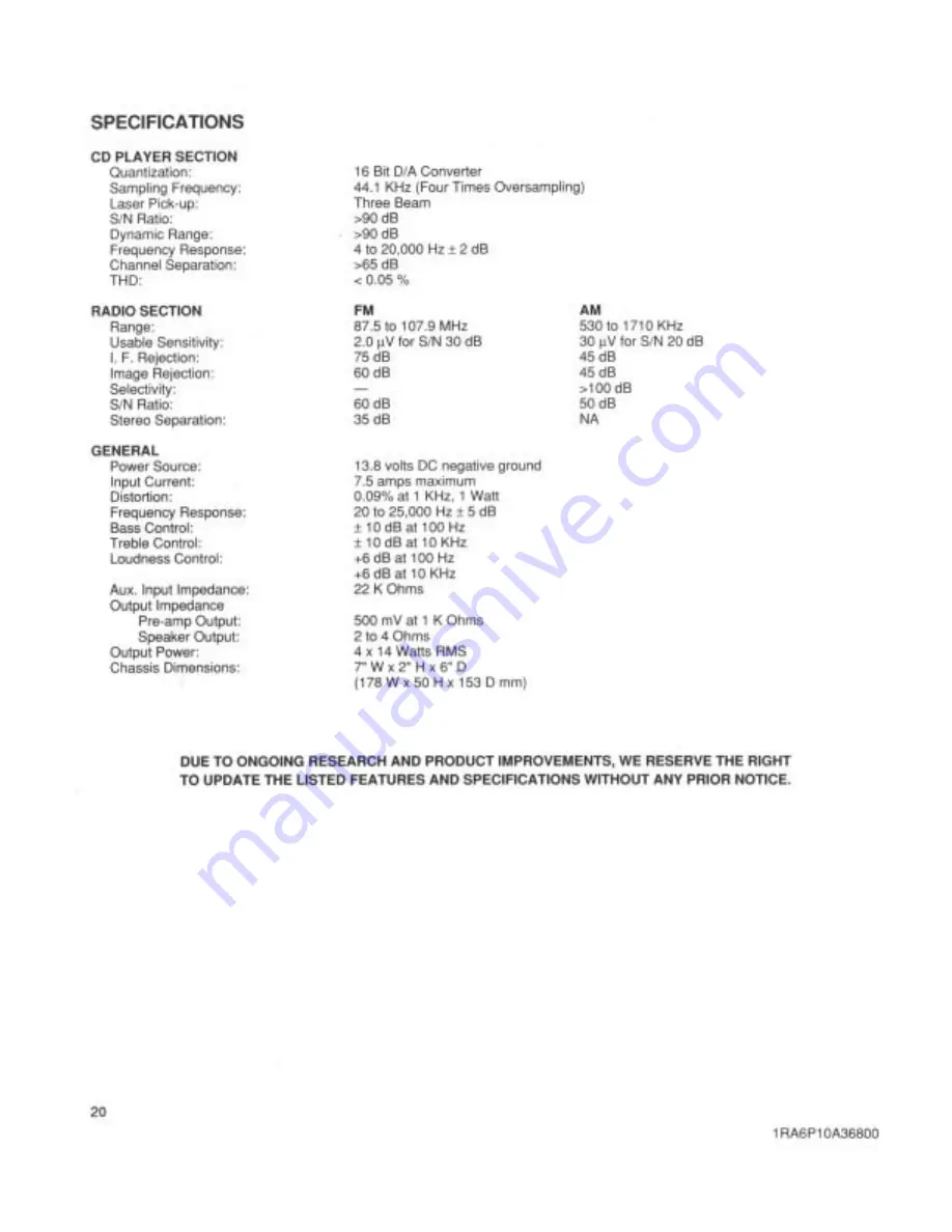 Coustic CD-303 Operation And Installation Manual Download Page 20